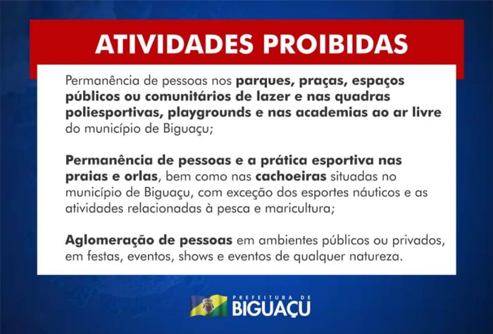 Prefeitura de Biguaçu anuncia novas medidas restritivas